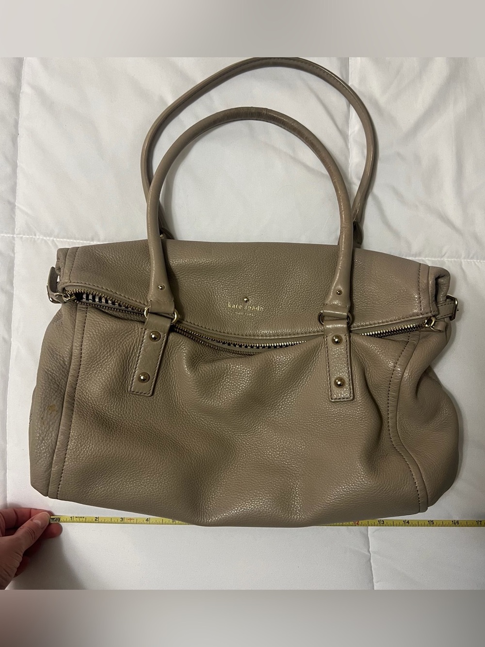 Kate Spade Taupe Pebbled Leather Shoulder Bag